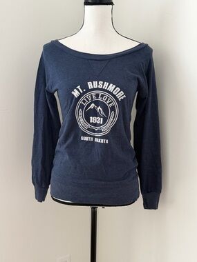 Navy Mt. Rushmore Graphic Boatneck Sweatshirt